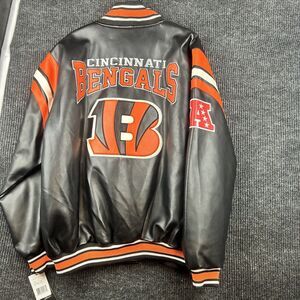 NWT NFL Cincinnati Bengals Orange Black Leather Jacket Size XL